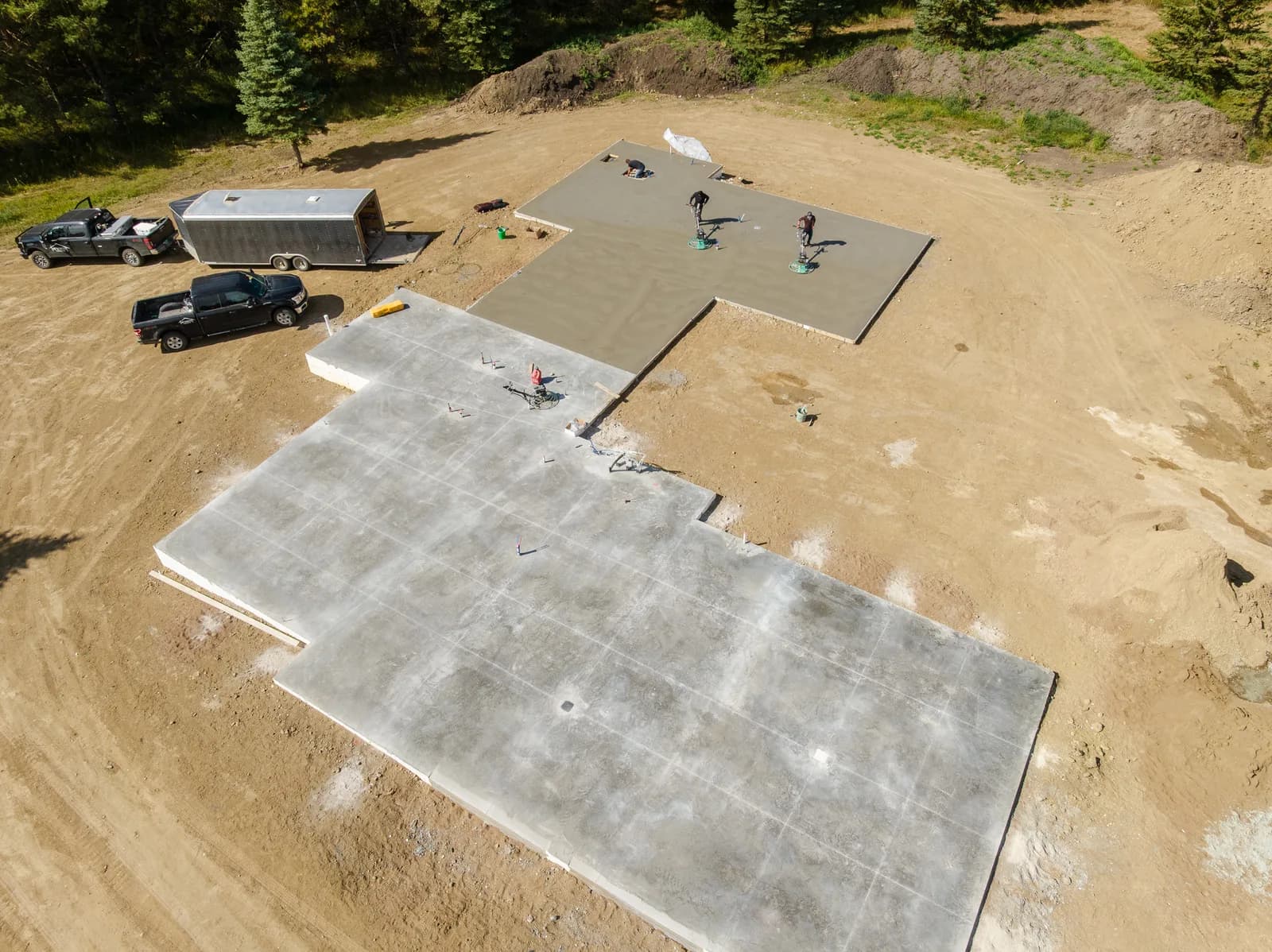 Aerial view of a large slab project by 48 North Concrete