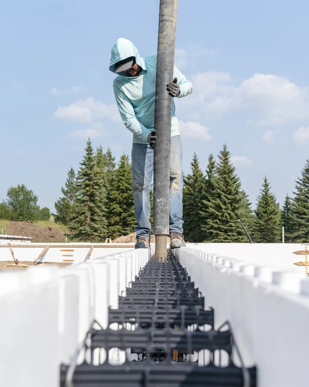 Concrete placement by 48 North Concrete on a line pump-supported job
